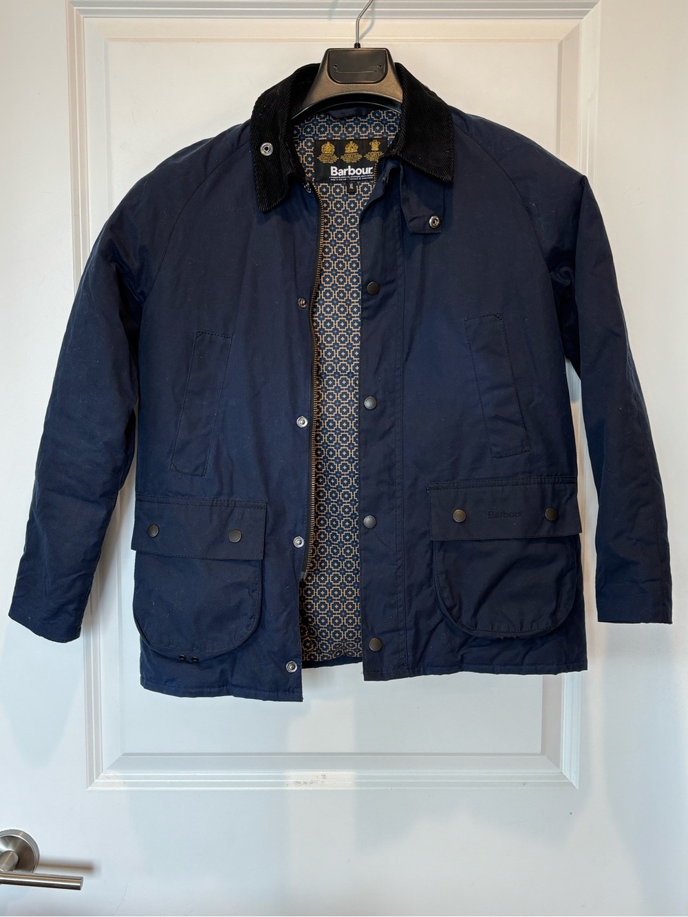 Barbour Childrens Waxed Jacket XL Blue Ashboy Limited Sylkoil Insulated Coat